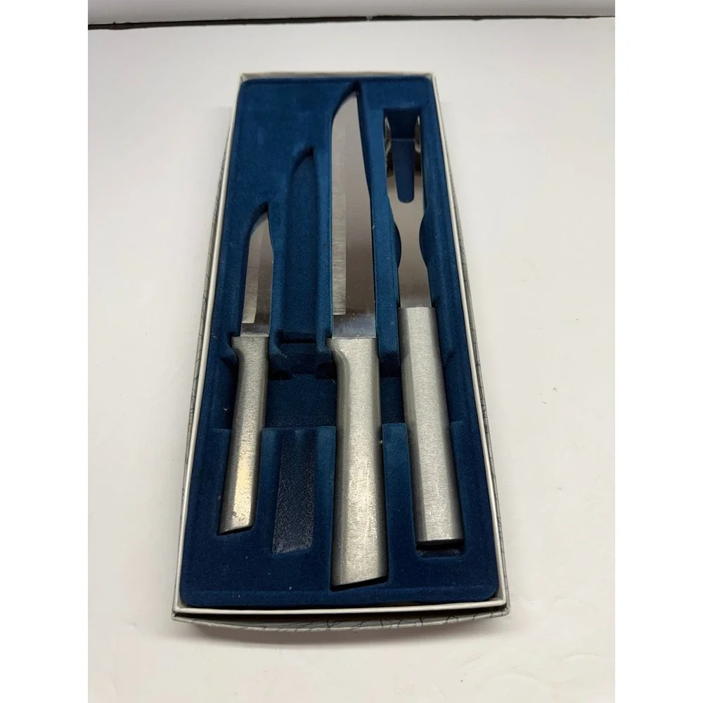 Rada Cutlery Vintage 3 Piece Carving Set Aluminum Handle Knife Fork S3 C Box